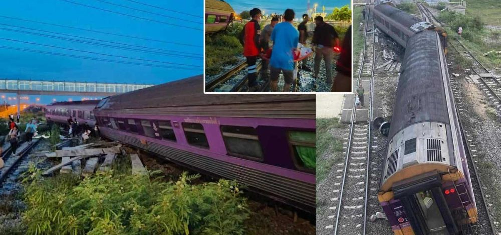 รถไฟด่วนพิเศษตกรางที่ กุยบุรี ประจวบฯ บาดเจ็บระนาวหลายรายมีเด็ก-พระสงฆ์ด้วย