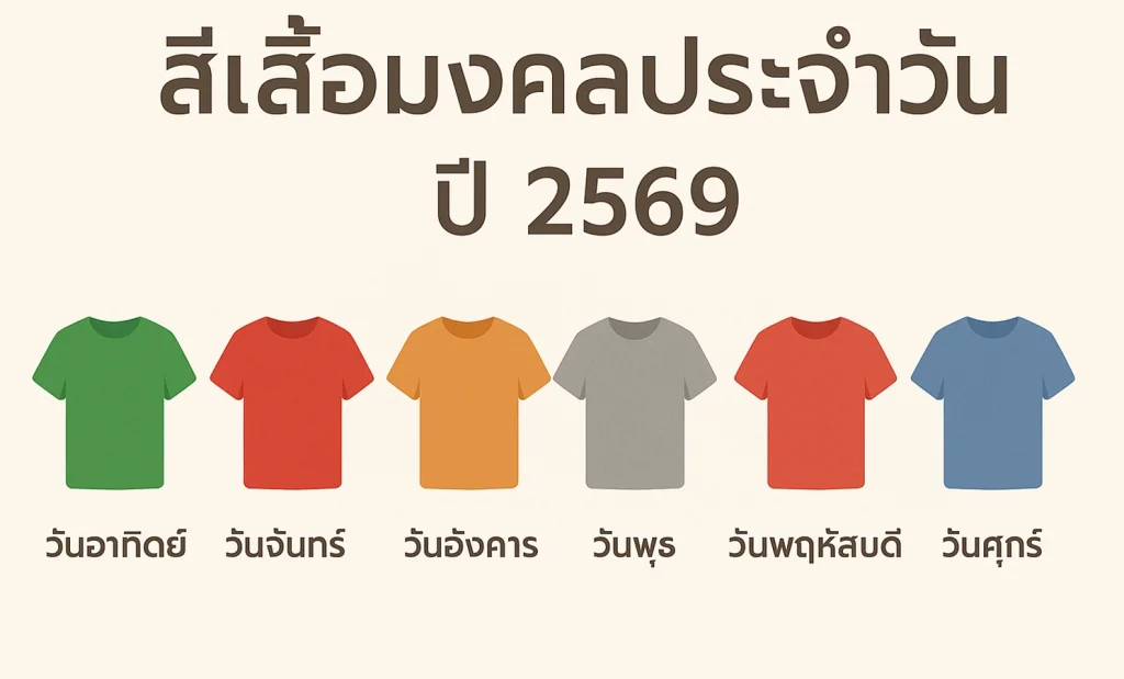 สีเสื้อมงคล สีเสื้อมงคลประจำวัน ปี 2569