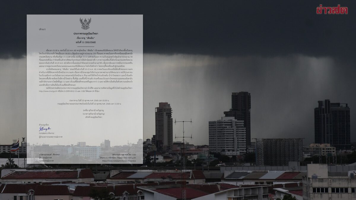 กรมอุตุฯ ประกาศฉบับ11 อิทธิพลพายุ 'เฟิงเฉิน' ฝนถล่มหนักมากวันนี้