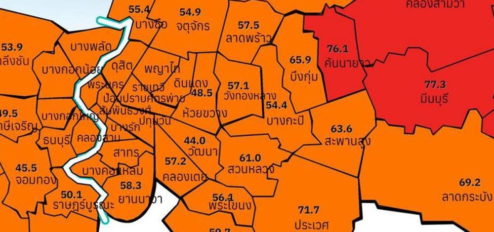 ค่าฝุ่น PM2.5 เปิด 12 อันดับ เขตสูงสุดในกรุงเทพมหานคร