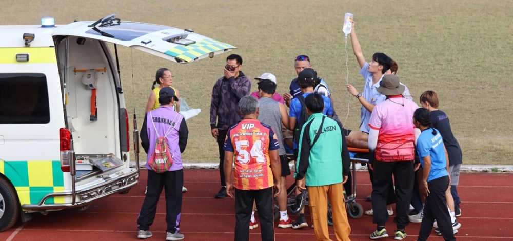 สุดเศร้า กีฬาอาวุโส เสียชีวิต ระหว่างแข่งขัน ปราสาทผึ้งเกมส์ ที่สกลนคร