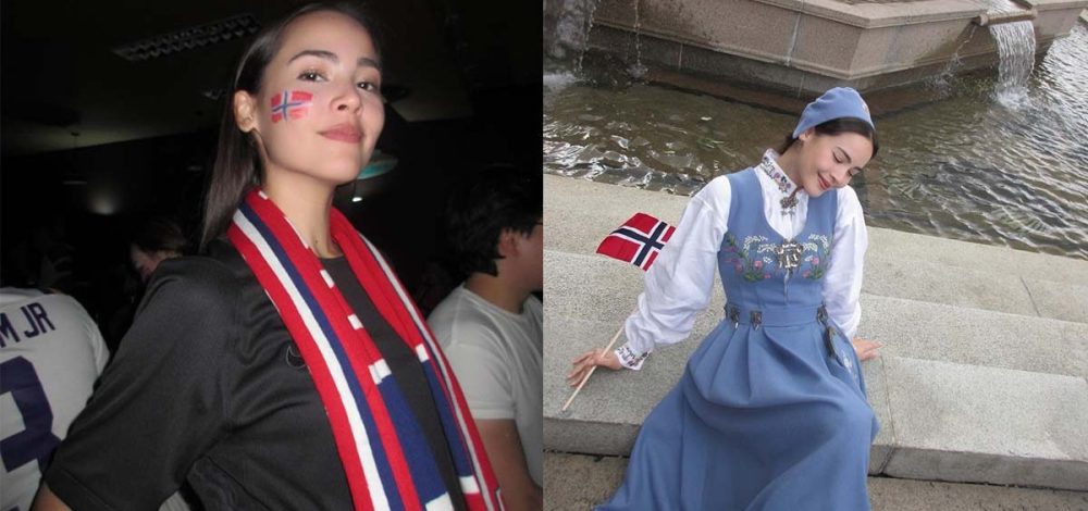 ญาญ่า อุรัสยา นักแสดงดัง เผยภาพร่วมเชียร์ทีมชาตินอร์เวย์-พร้อมทำท่า Viking Row