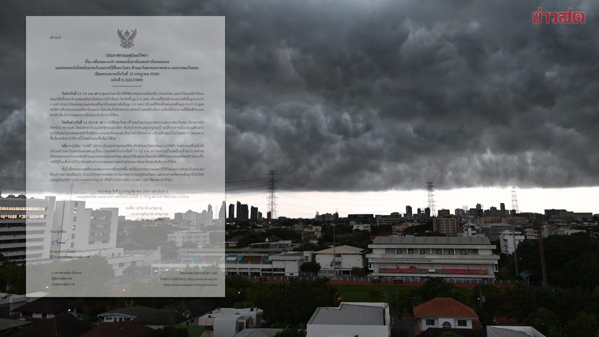 กรมอุตุฯ ประกาศฉบับที่ 6 จับตาพายุไต้ฝุ่น 'บาหวี่' ฝนตกหนักมาก