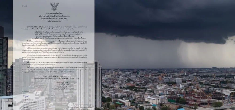 กรมอุตุฯ ประกาศฉบับ2 เตือน อากาศแปรปรวน 4-7 ต.ค.นี้ ฝนตกหนักมาก