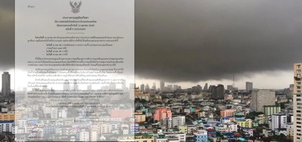 กรมอุตุฯ ประกาศฉบับที่ 9 ฝนตกหนักถึงหนักมาก อากาศแปรปรวน ลมแรง