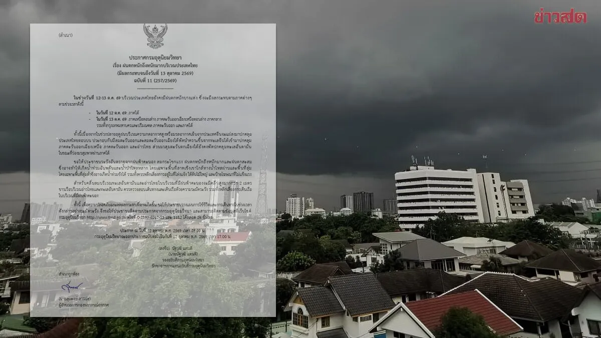 กรมอุตุฯ ประกาศฉบับที่ 11 ฝนตกหนักถึงหนักมาก ลมแรง น้ำท่วมฉับพลัน