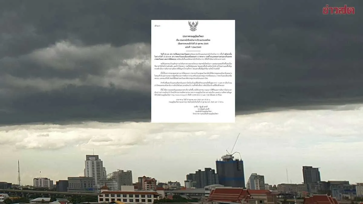 กรมอุตุ เตือนฉบับที่ 7 ฝนตกหนัก วันนี้ 26 จว.-กทม.ปริมณฑล ฝนหนักมากบริเวณไหนบ้าง