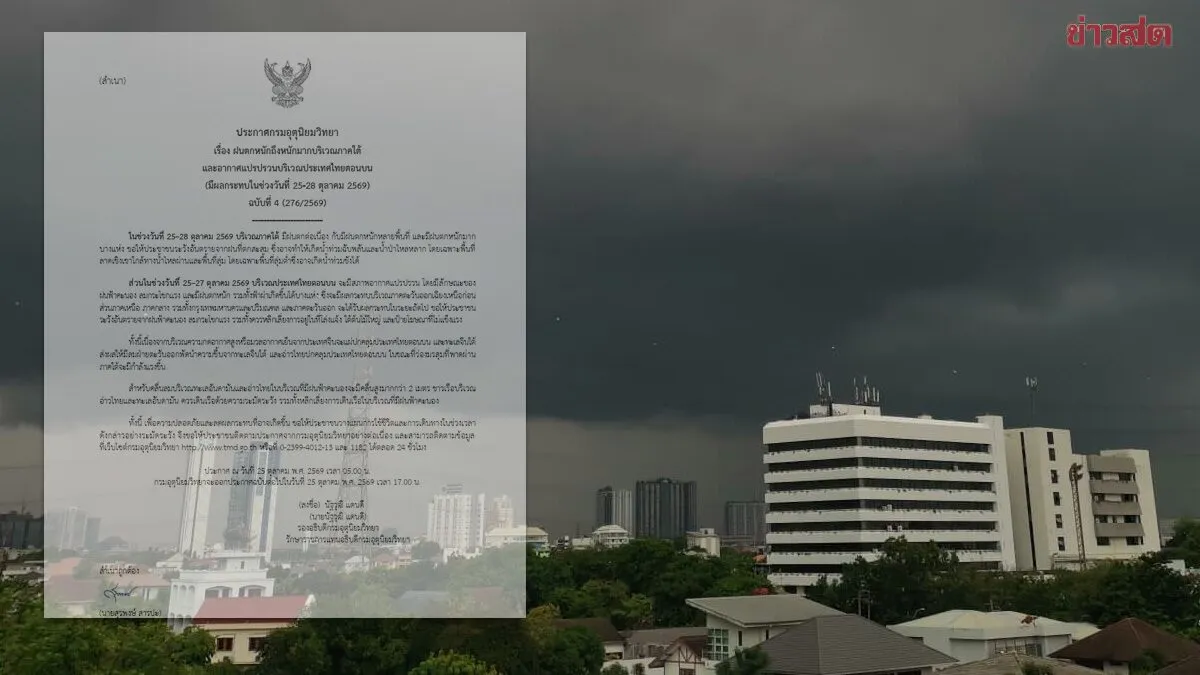 กรมอุตุฯ ประกาศฉบับที่ 4 ฝนตกหนักถึงหนักมาก จังหวัดไหนโดนบ้าง
