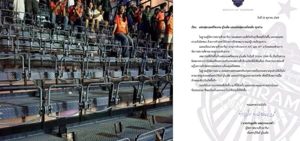 บุรีรัมย์ ขอโทษ แฟนศรีสะเกษ เผยเป็นความผิดพลาดของ ผจก.สนามช้าง อารีนา