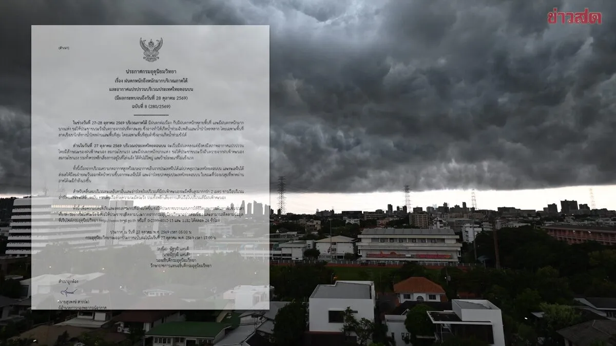 กรมอุตุฯ ประกาศฉบับที่ 8 ฝนตกหนักถึงหนักมาก อากาศแปรปรวน